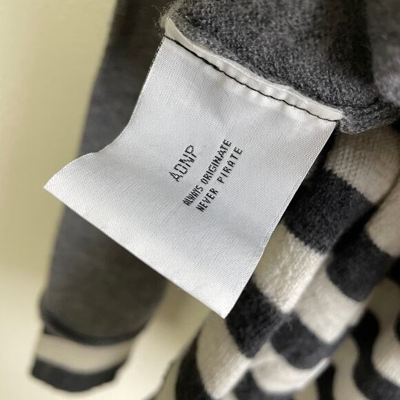 Nice Collective Merino Wool Sweater Womens Medium Gray Zip Stripe Distressed * - Picture 13 of 15